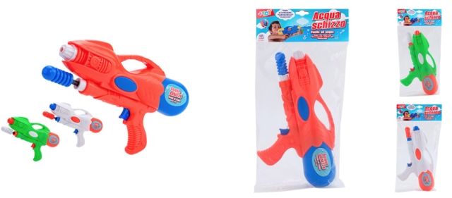 WATER GUN W/POMP 33CM 3 COL.