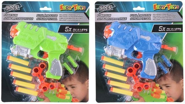 PISTOLA DE ESPUMA BULLET 22CM 9PC PLASTICO