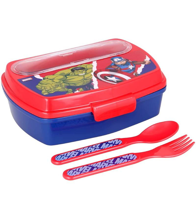 St Sandwichera Rectangular Con Cubiertos  Avengers Comic Heroes