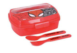 [51309] St Sandwichera Rectangular Con Cubiertos  Spiderman Urban Web
