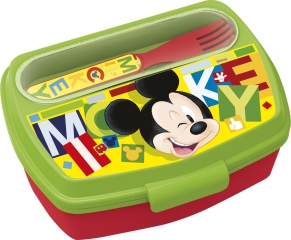 [44209] St Sandwichera Rectangular Con  Cubiertos Mickey Watercolors