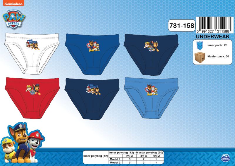 [731-158] PACK-3 SLIP NIÑO PAW PATROL 731-158