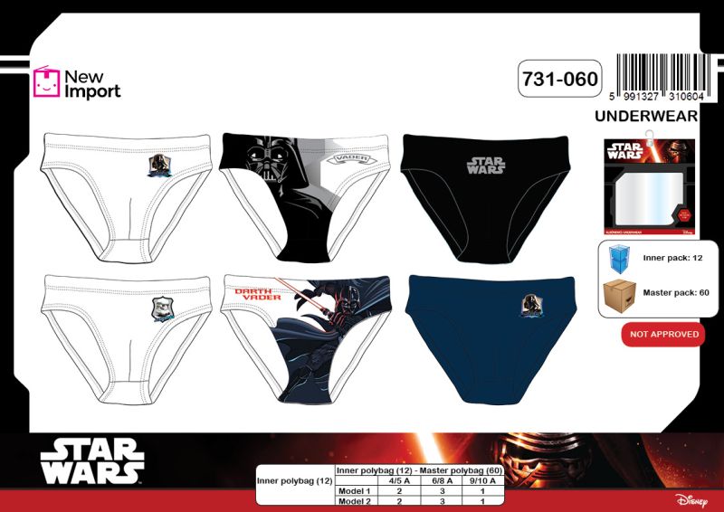[731-060] PACK-3 SLIP NIÑO STAR WARS 731-060