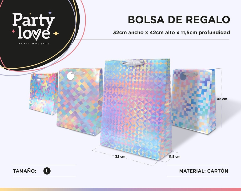 BOLSA DE REGALO L GEOMETRICA IRISCENTE