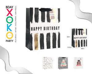 [52064] BOLSA REGALO HAPPY BDAY BLACK GOLD 26*32*12.5