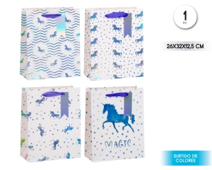BOLSA REGALO  UNICORNIO IRIDISCENTE 26*32*12.5