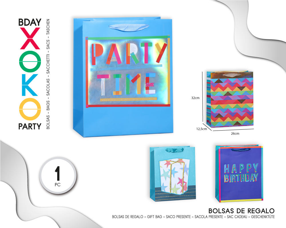 [55200] BOLSA REGALO PARTY TIME 26*32*12.5