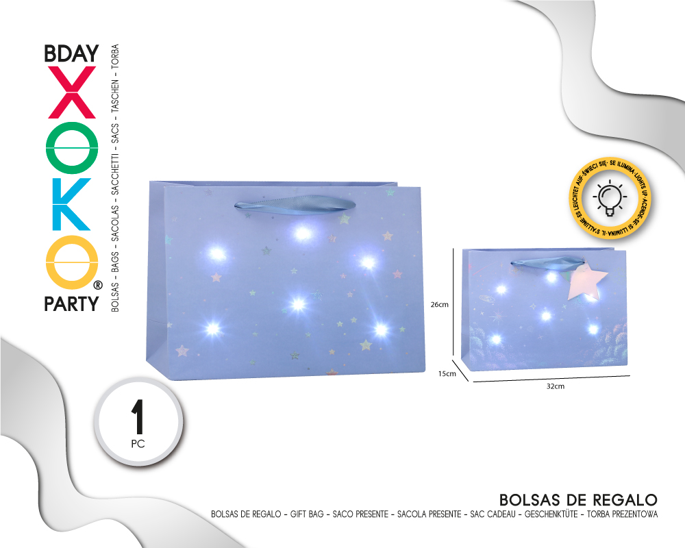 [57409] BOLSA REGALO DREAMY SKY CON LUZ 32*25.5*15