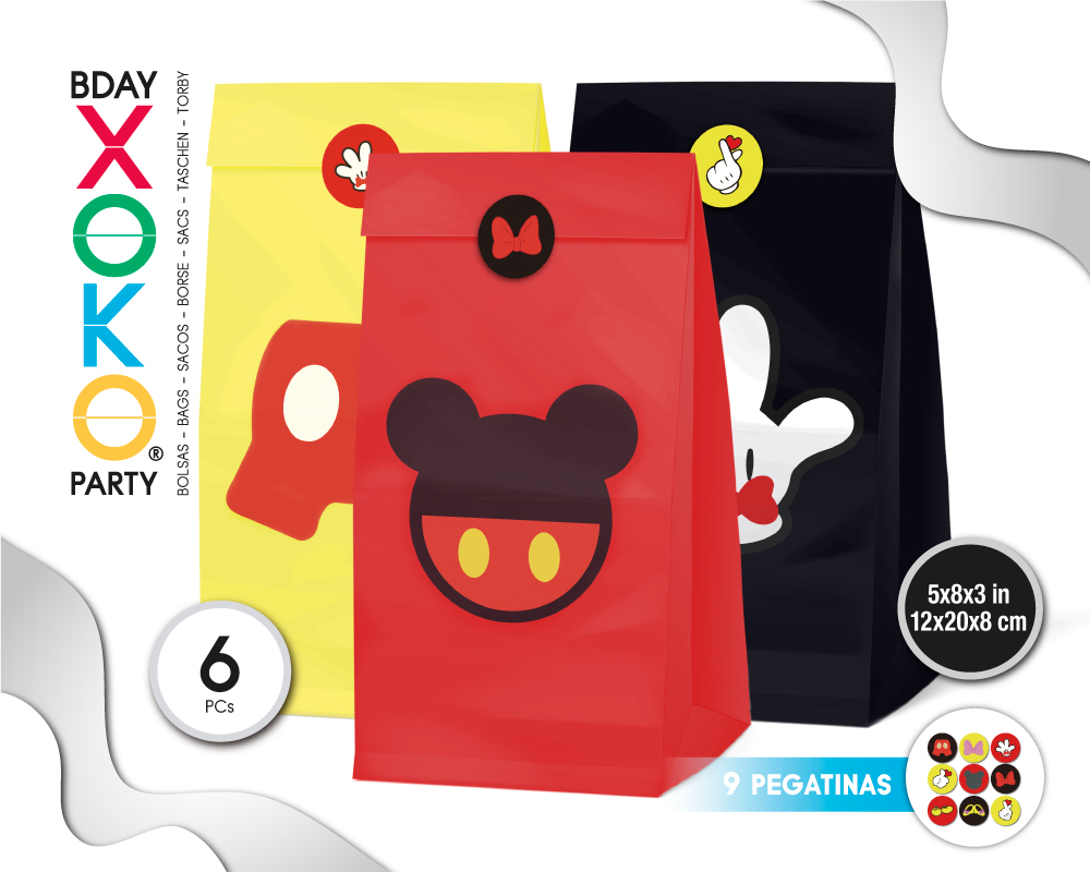 [57659] BOLSAS PAPEL CON PEGATINA 6PC RATON