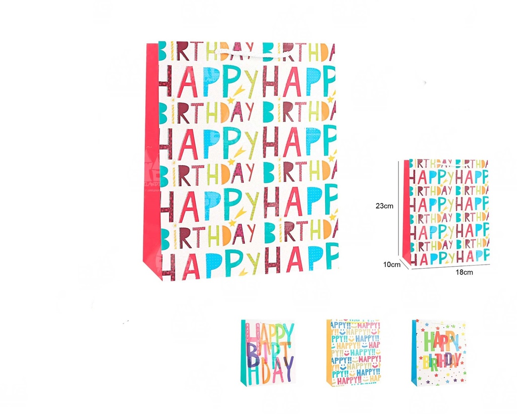 [52071] BOLSA REGALO HAPPY BDAY COLOUR 18*23*10