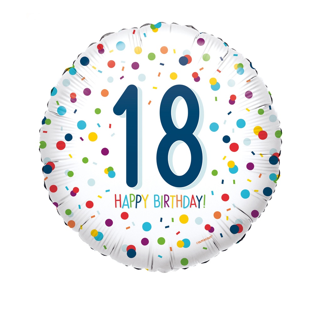 *18/45CM (S40) CONFETI 18 HAPPY BDAY M6-H3