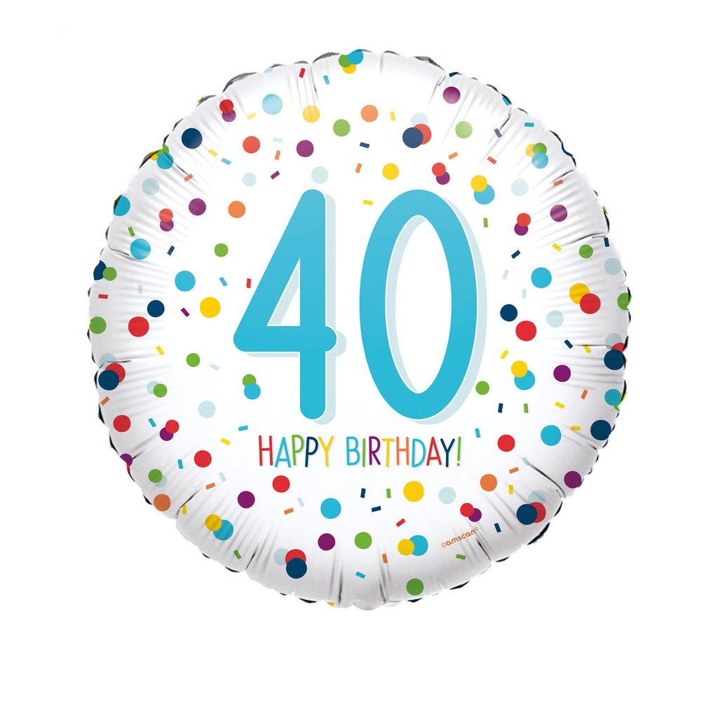 *18/45CM (S40) CONFETI 40 HAPPY BDAY M6-H3