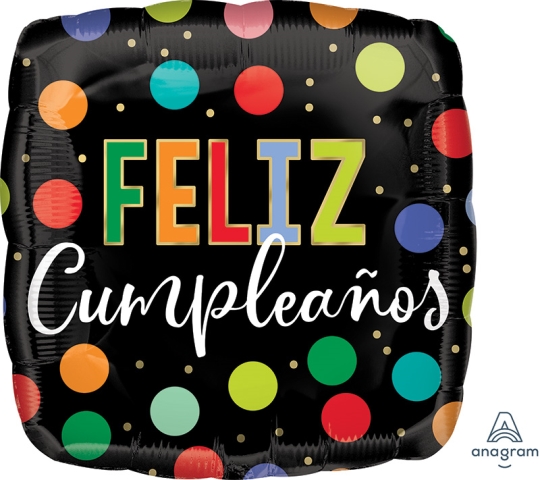 [4112501] *.18/45CM (S40) FELIZ CUMPLEAÑOS PUNTOS BRILL