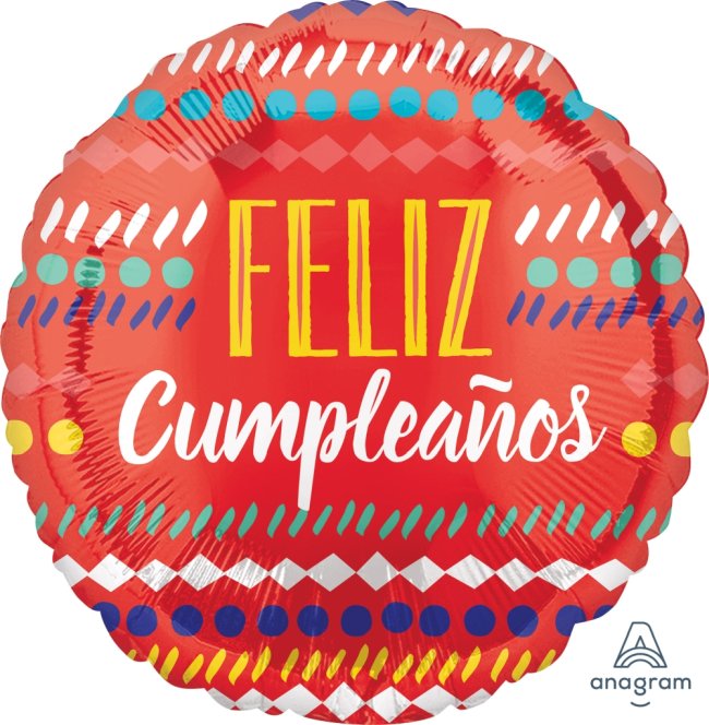 [4112601] *.18/45CM (S40) FELIZ CUMPLEAÑOS FESTIVO ROJO