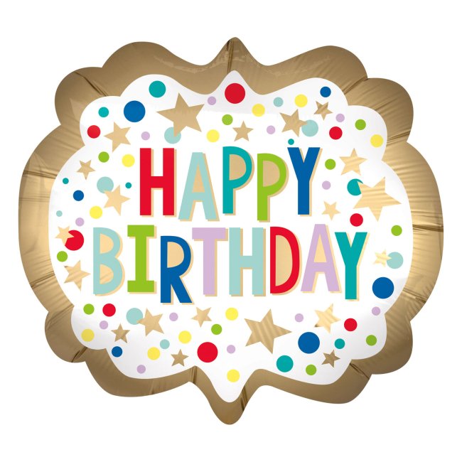 [4126001] HAPPY BDAY ORO SATIN 63X55CM