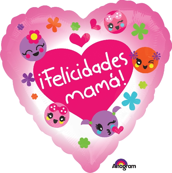 [3497201] *.18"/45cm(S40) FELICIDADES MAMA EMOTICONOS ROSA