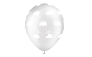 [112C0065-8] G LATEX TRANSP.NUBES BLANCAS R-12 BALLONIA (8 UN)