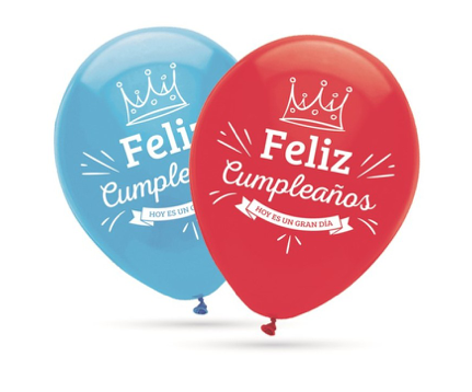 Bolsa-Solapa 10 Globos 30 cm ø FELIZ CUMPLEAÑOS - GLOBEST