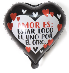 Corazón negro "Amor es estar…" 18"