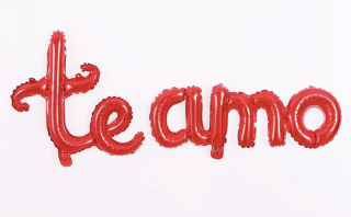 TE AMO letras rojo 16" (76CM X29.5CM)