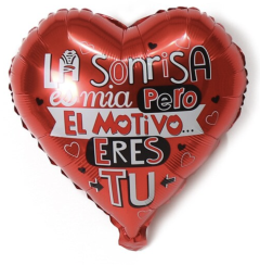 [37004] Corazón rojo "La sonrisa es mía…" 18"