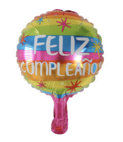 GLOBO 10" FELIZ CUMPLE ARCO IRIS
