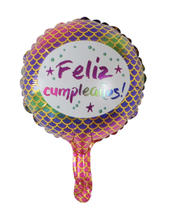 GLOBO 10" FELIZ CUMPLE ESCAMAS SIRENA