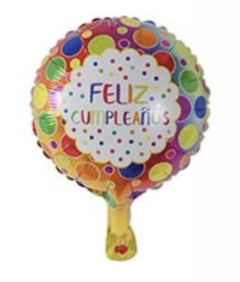 GLOBO 10" FELIZ CUMPLE BURBUJAS COLORES