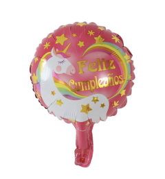 GLOBO 10" FELIZ CUMPLE UNICORNIO