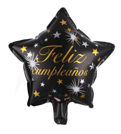 ESTRELLA 10" FELIZ CUMPLEAÑOS NEGRO/DORADO
