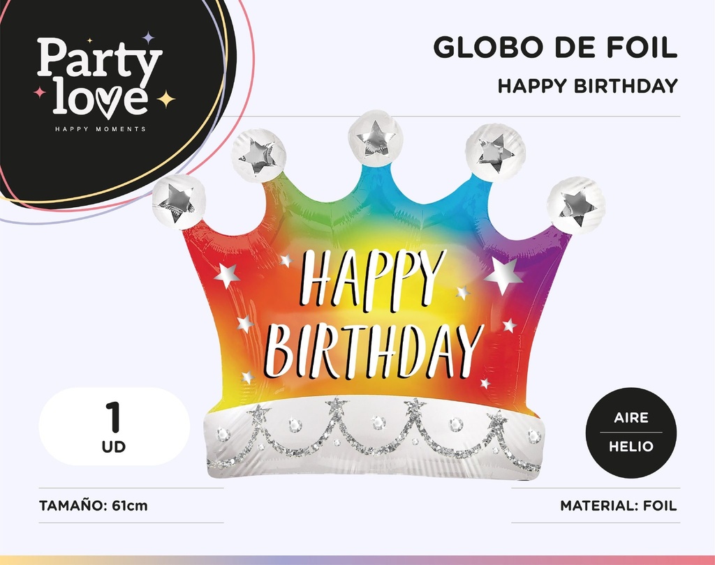 GLOBO HAPPY BIRTHDAY CORONA REY