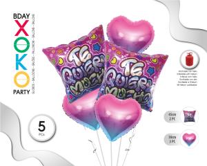 SET MORADO TE QUIERO 5 GLOBOS