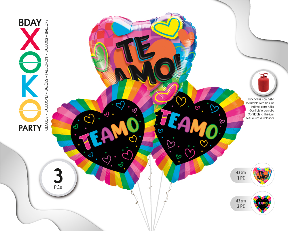 [55635] SET GLOBO MYLAR TE AMO 3PC