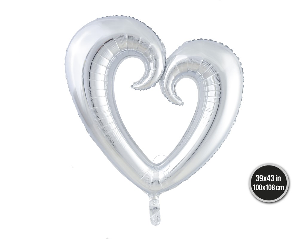 GLOBO FOIL CORAZON PLATA HUECO 100*108