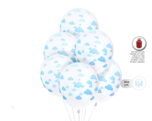 GLOBOS PRINT 2,8G 6PC NUBES AZUL CRISTAL