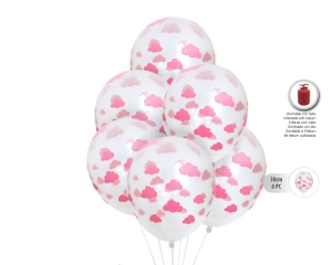 GLOBOS PRINT 2,8G 6PC NUBES ROSA CRISTAL