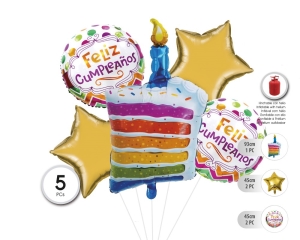 SET GLOBO MYLAR CAKE 5PC