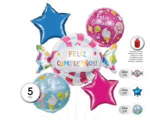 SET GLOBO MYLAR CANDY 5PC