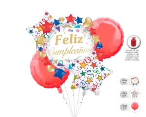 SET GLOBO MYLAR ESTRELLAS BRILLANTES 5PC