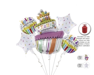 SET GLOBO MYLAR TARTA 5PC
