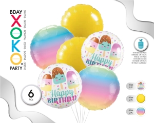 SET GLOBO MYLAR HAPPY BDAY 6PC