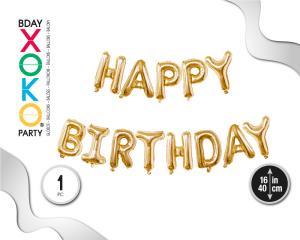 PACK GLOBOS MYLAR HAPPY BDAY ORO