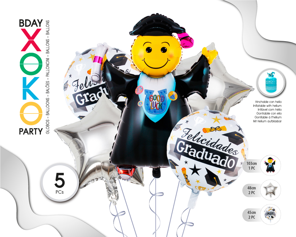 [55887] SET GLOBO MYLAR GRADUACION 5PC