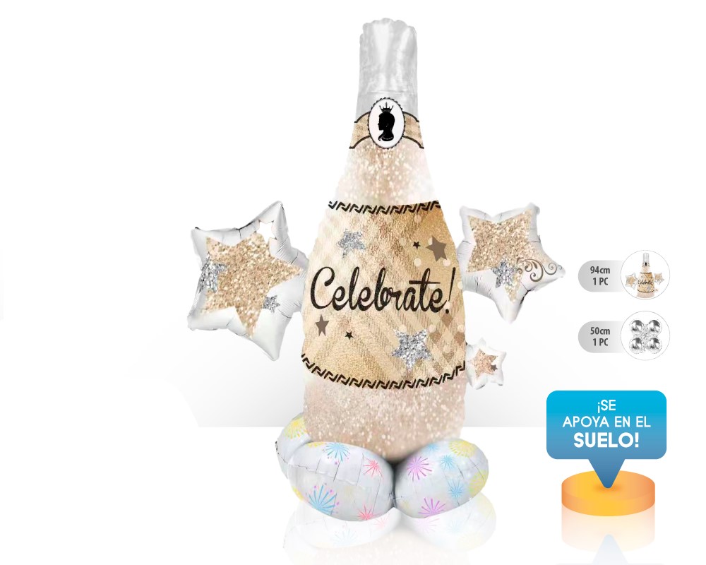 [56294] GLOBO FOIL BASE BOTELLA DE CHAMPAN 83*91CM