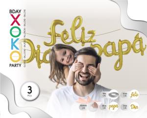 [56089] PACK GLOBO MYLAR FELIZ DIA PAPA ORO