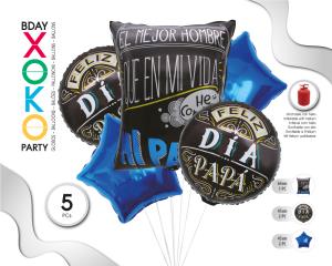 SET GLOBO MYLAR 5PC MEJOR PADRE