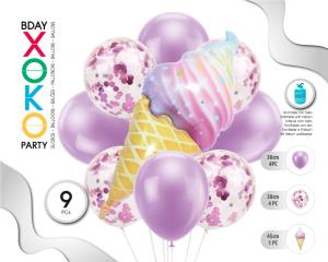 SET HELADO 9PC GLOBOS