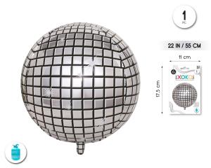 GLOBO FOIL ESFERA DISCO 22PUL PLATA