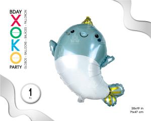 GLOBO MYLAR NARWAL AZUL 71*47CM