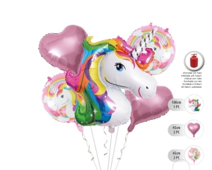 SET GLOBO MYLAR UNICORNIO 5 PC